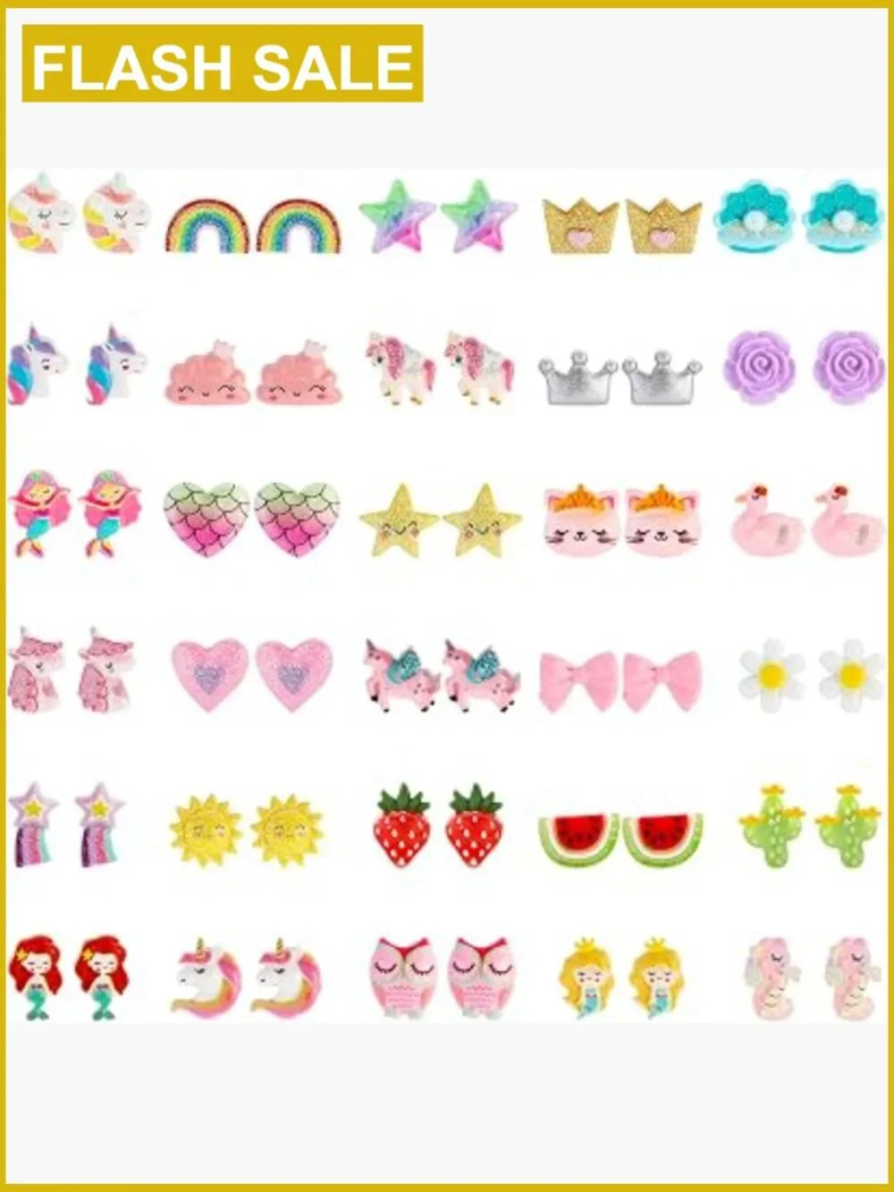 30 Pairs Magnetic Stud Earrings Clip On Non Piercing for Girls